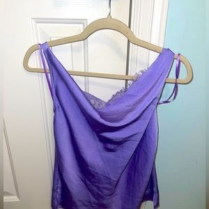 Lily Rain Purple Lace Cowl Neck Top
